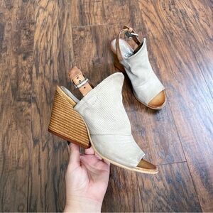 Miz Mooz • Kona wedge sandals Pebble taupe leather open toe slingback perforated